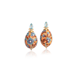 Silvia Furmanovich 'Kashmir' Paper Mache Oval Format Earrings with Diamond, Amethyst, and Topaz