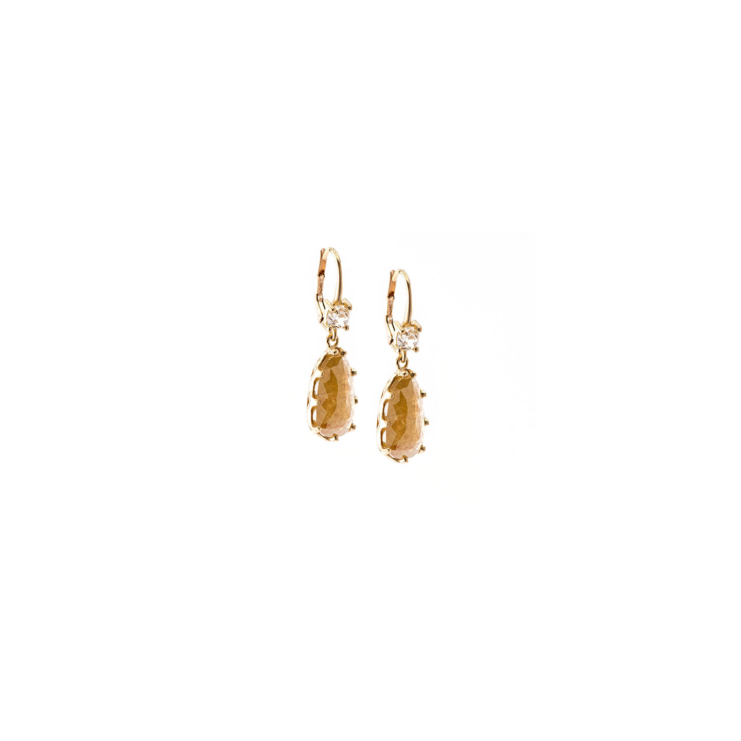 Sylva & Cie Pear Diamond Drop Earrings