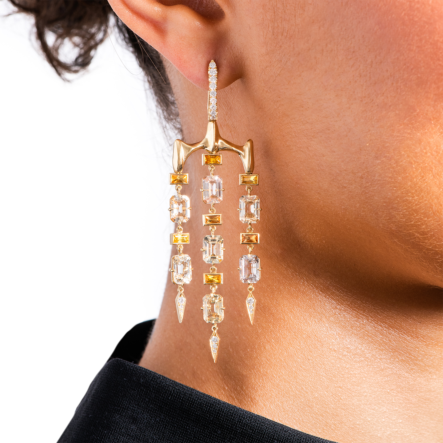 VRAM One-of-a-Kind Sapphire and Diamond Chrona Chandelier Earrings