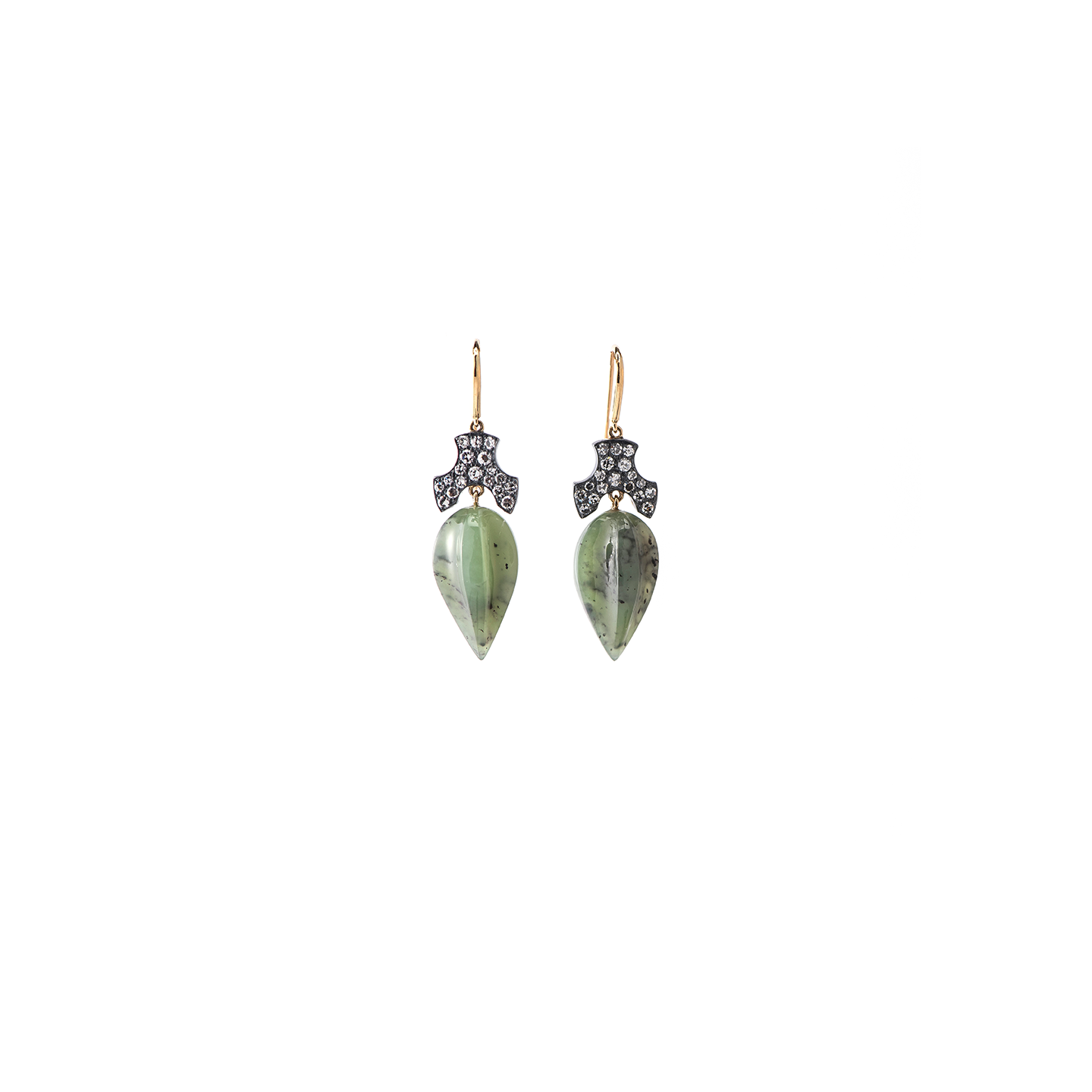 Sylva & Cie Green Jade Acorn Earrings