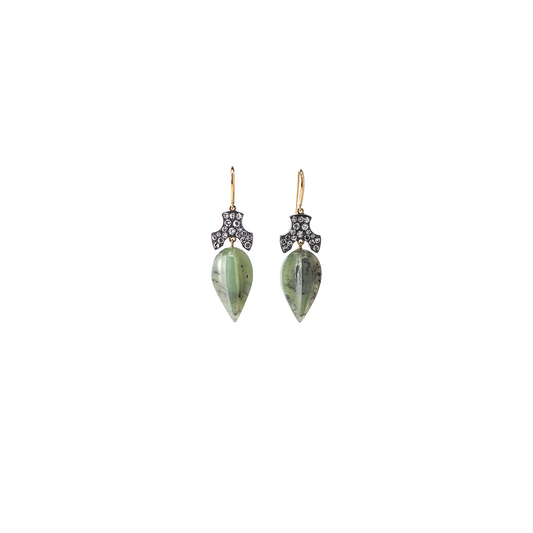 Sylva & Cie Green Jade Acorn Earrings