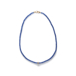 Caroline Ellen Faceted Blue Sapphire Necklace with Diamond Rondelle