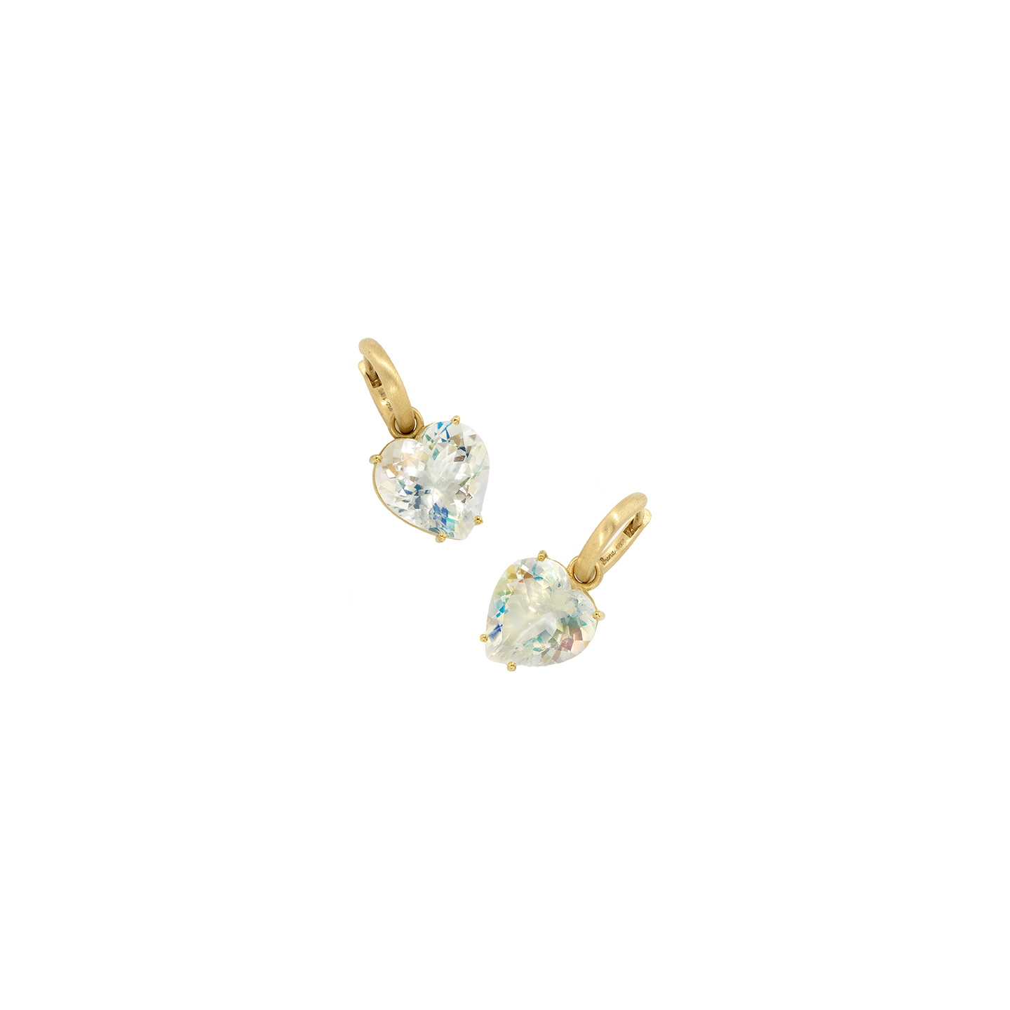 Irene Neuwirth One-of-a-Kind 'Love' Rainbow Moonstone Heart Shaped Huggies