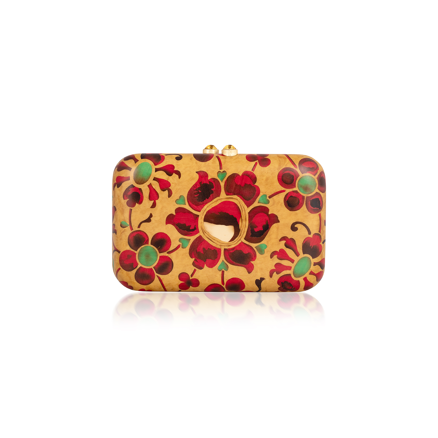 Silvia Furmanovich Marquetry Clutch with Floral Print and Citrine