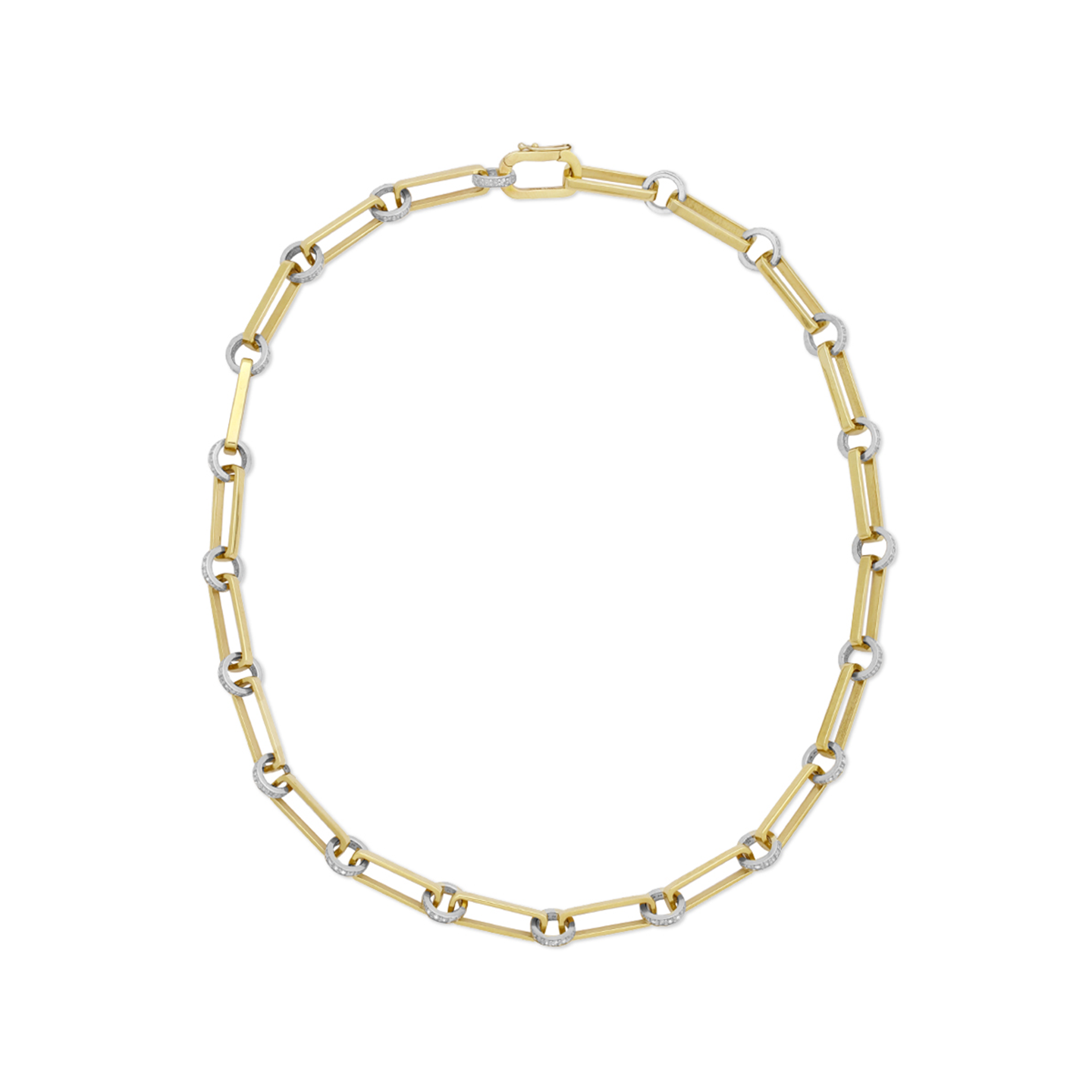 Nancy Newberg Long Oval Link Necklace with Diamond Rondelles