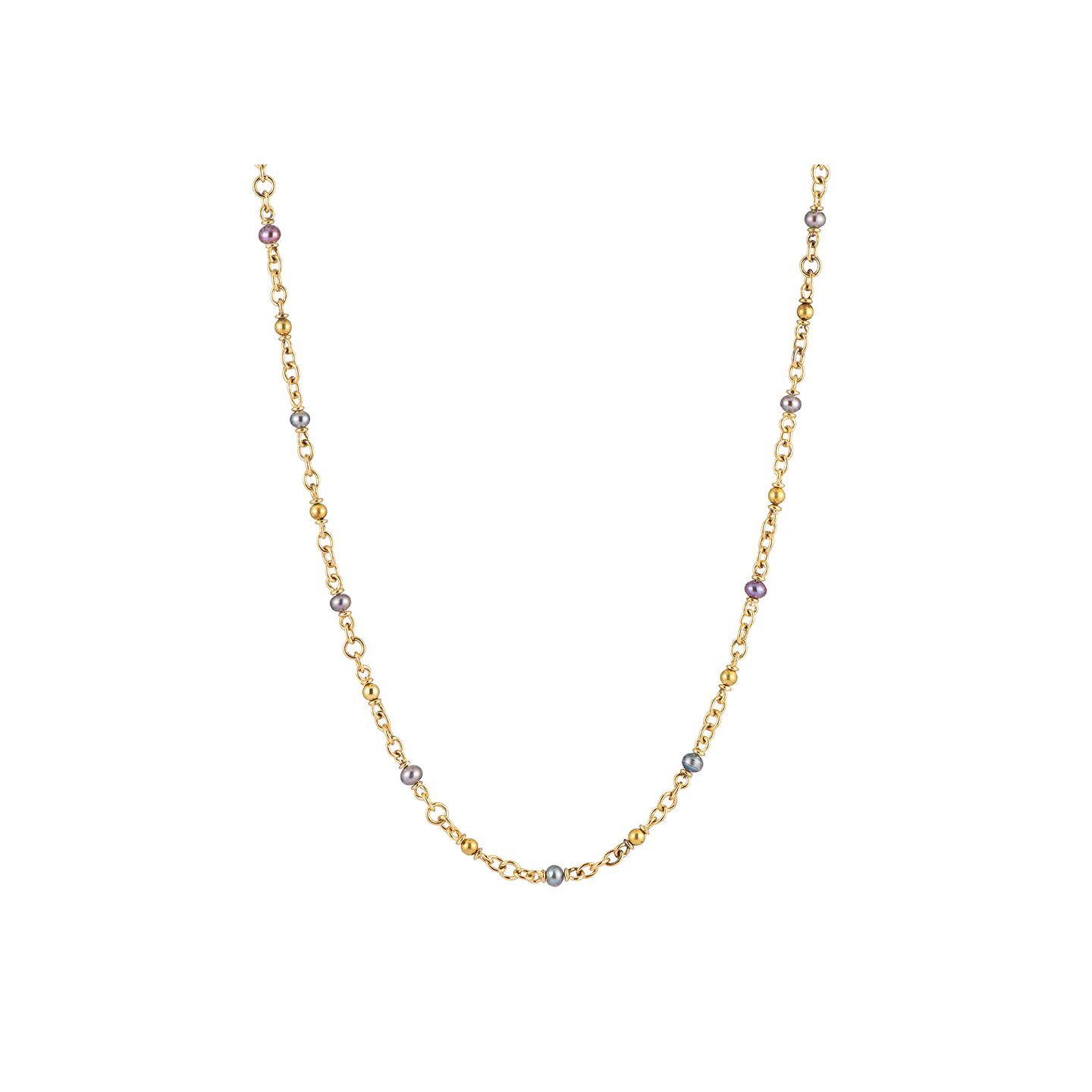 Sylva & Cie Pearl and Gold Bead Necklace