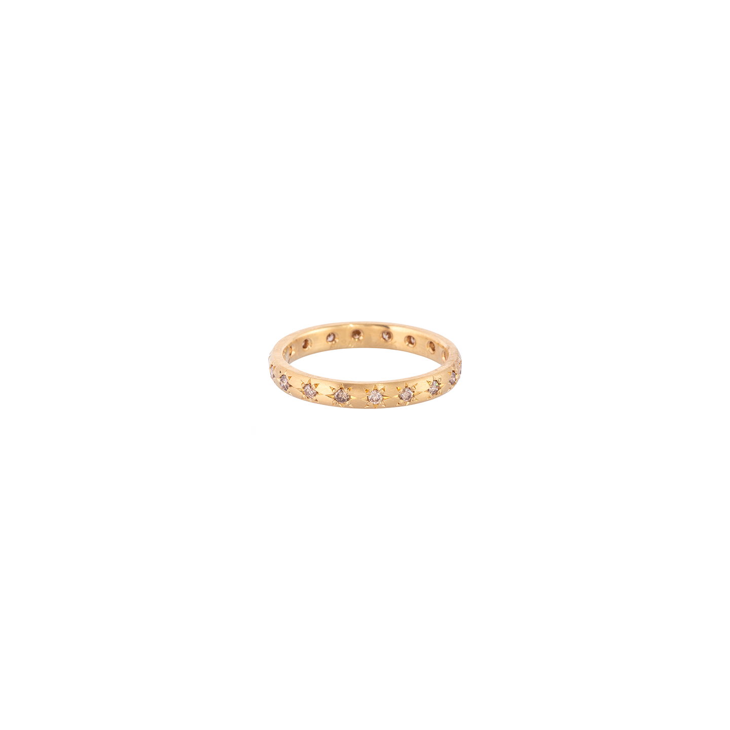 Caroline Ellen Semi Rounded Band with Star Set Cognac Diamonds
