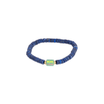 Luis Morais Medium Hexagon Chrysoprase Bolt Bead with Carved and Enameled 'More Love' On Gemstone Beaded Bracelet