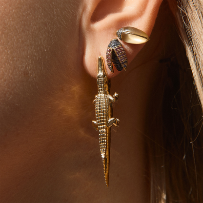 Bibi Van Der Velden Alligator Yellow Gold Bite Earring-Single