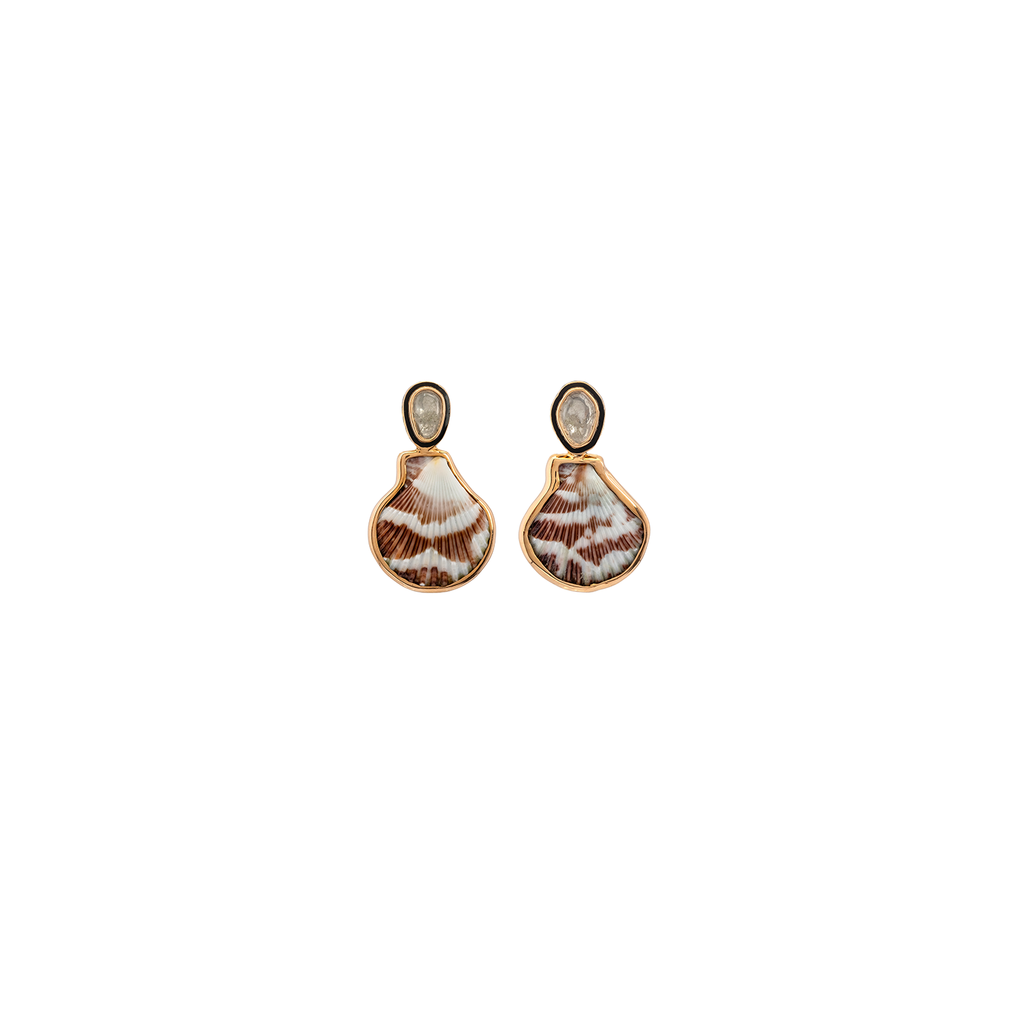 Dezso Petite Natural Shell Earrings with Diamonds