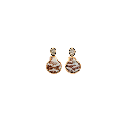 Dezso Petite Natural Shell Earrings with Diamonds