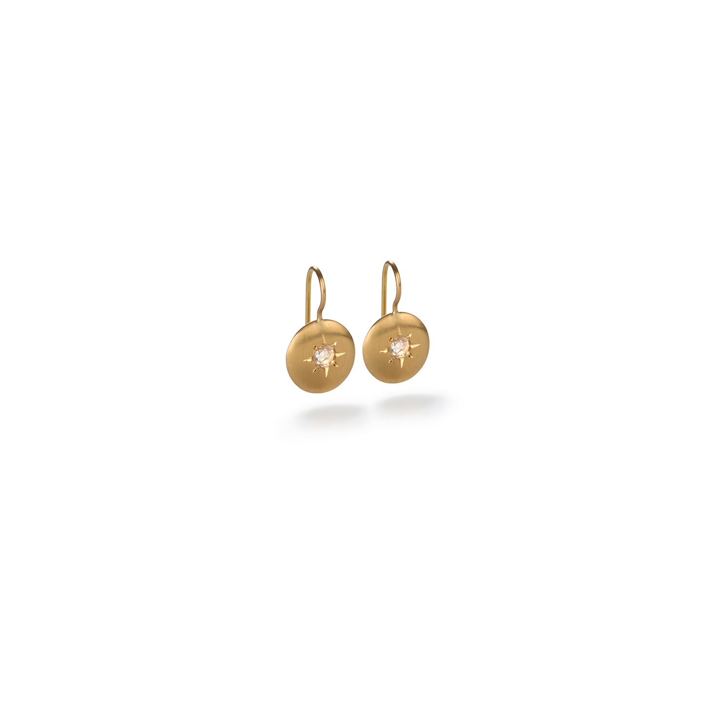 Caroline Ellen Hollowed Lentil Earrings with Star Set Champagne Diamond