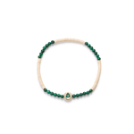 Luis Morais Small Gold Disk with Recessed Enameled Symbol on Gemstone Beaded Bracelet