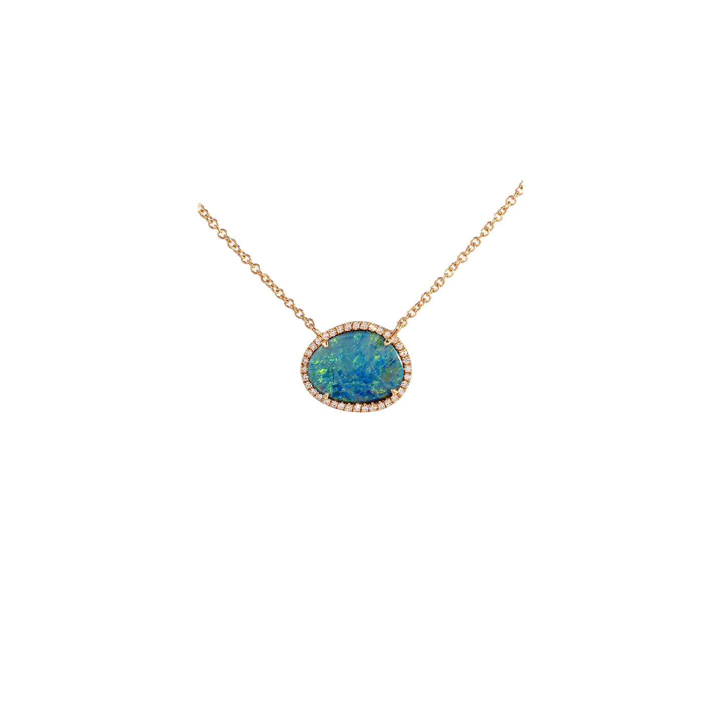 Kai Linz Opal Necklace with Diamond Halo