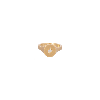 Caroline Ellen Signet Ring with Star Set Diamond