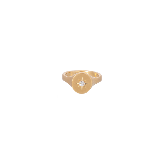 Caroline Ellen Signet Ring with Star Set Diamond