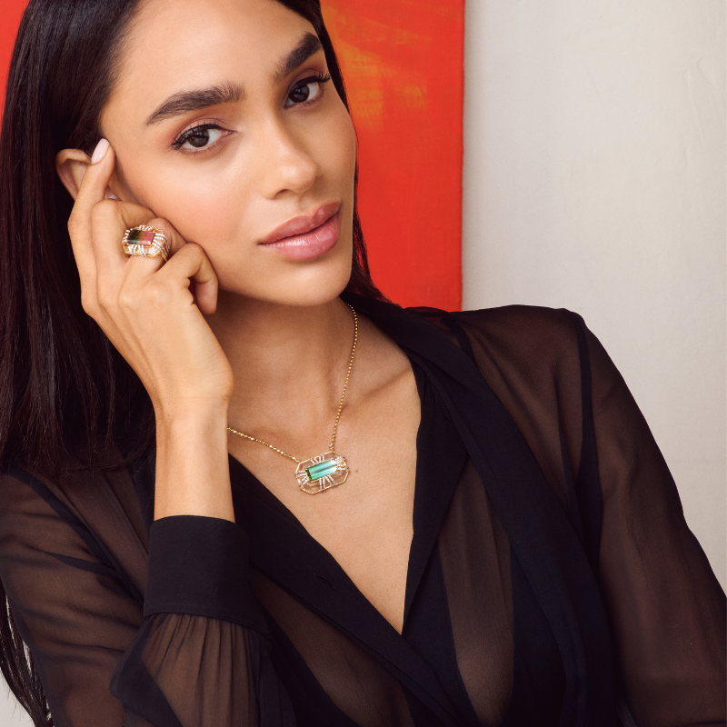 Harwell Godfrey One-of-a-Kind Tie Dye Bi-Color Tourmaline 'Bianca' Necklace