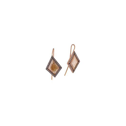 Sylva & Cie Kite Shaped Rough Diamond Slice Earrings