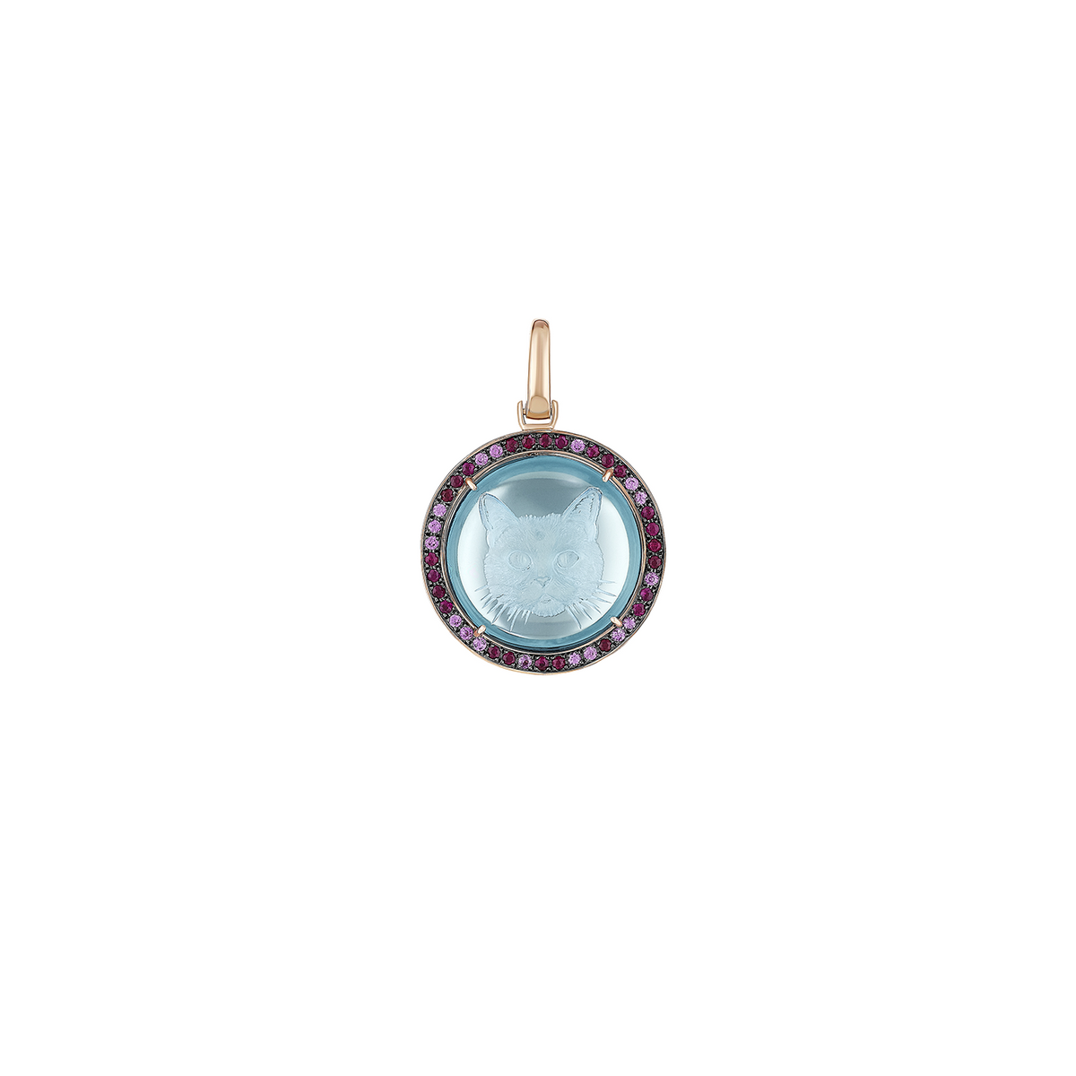 Francesca Villa 'Being Furry' Hand Carved Blue Topaz Cat Portrait Charm