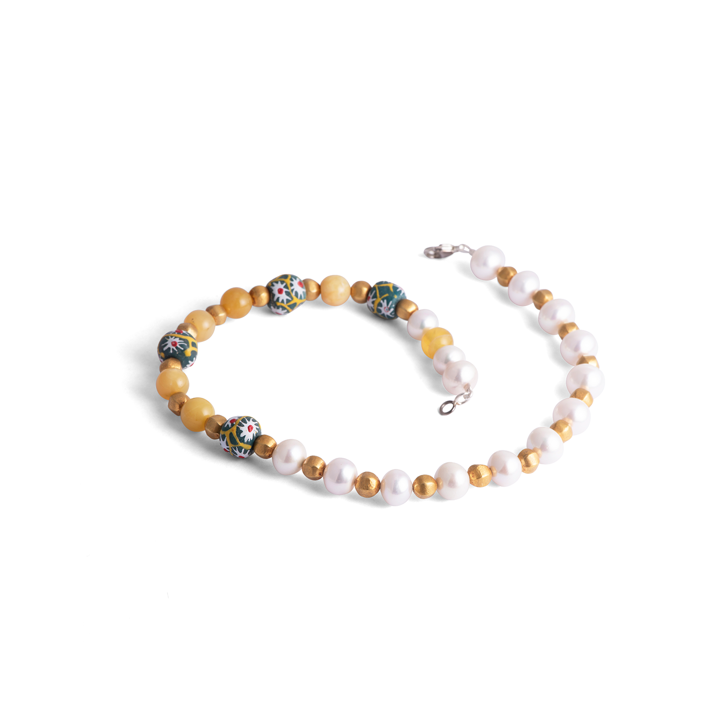 Sylva & Cie Murano Bead, Peruvian Opal, and Pearl Necklace