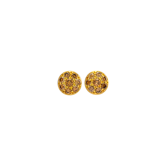 Caroline Ellen Large Pave Cognac Lentil Diamond Studs