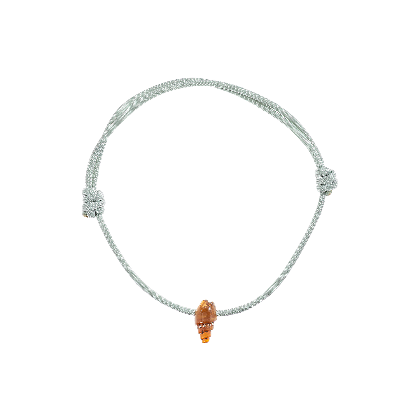 Dezso Coral Bead with Diamonds on Grey Cord Necklace