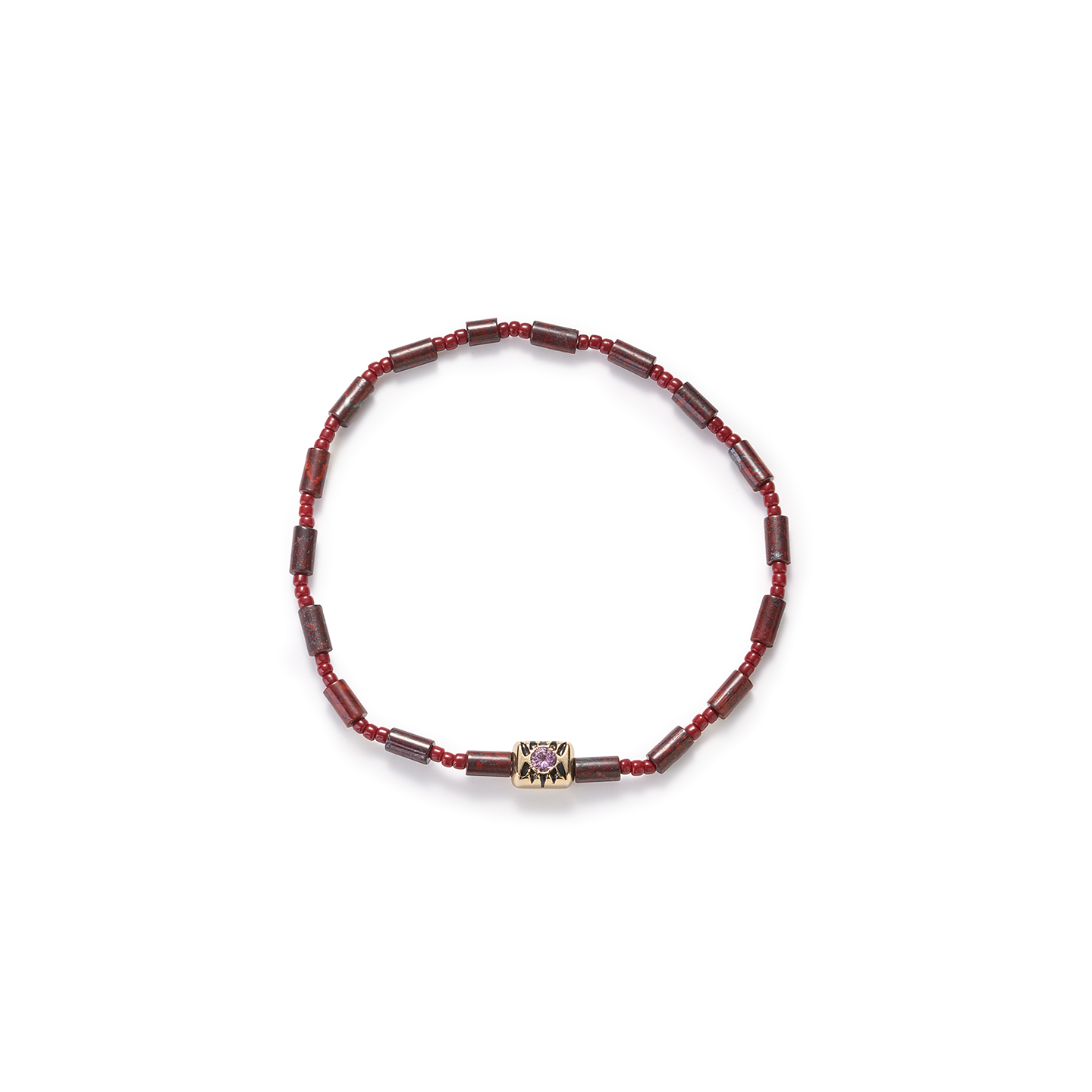 Luis Morais Enameled Pink Sapphire Ingot on Beaded Bracelet