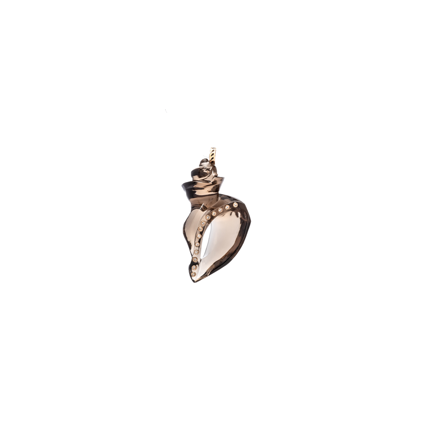 Dezso Black Cord Necklace with Carved Smokey Quartz Sag Harbor Chank Pendant with Diamonds