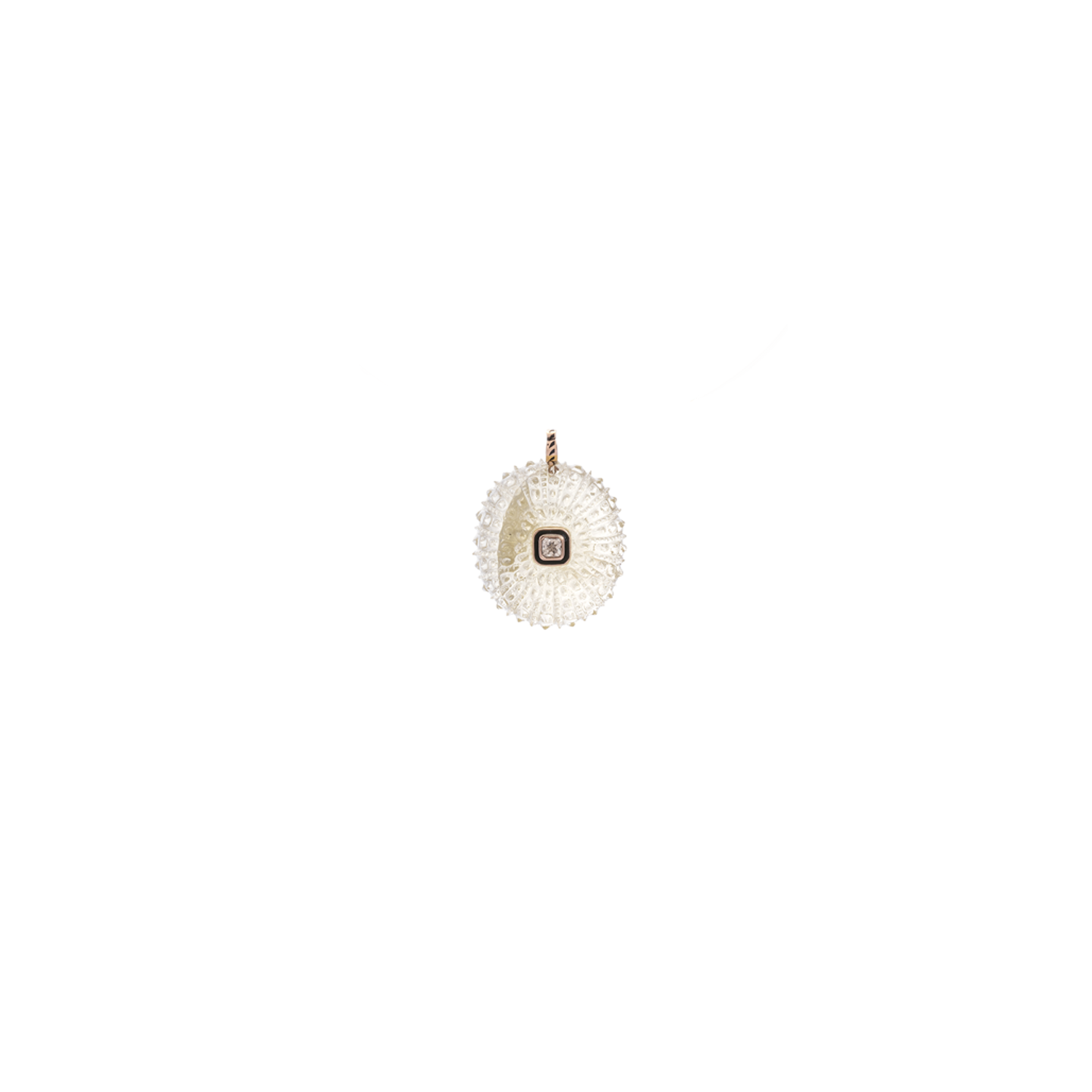 Dezso Grande Carved Lemon Quartz Urchin Charm on Cord