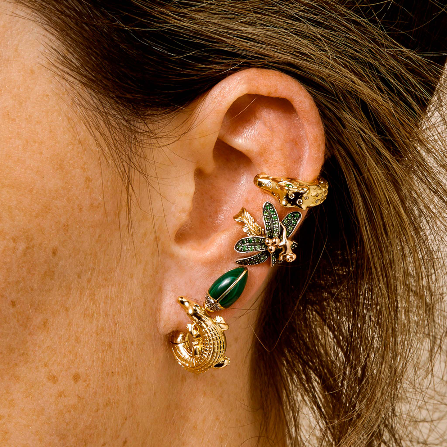 Bibi Van Der Velden Alligator Yellow Gold Twist Earring-Right