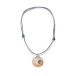 Dezso Natural Anadara Shell Charm with Blue Sapphire on Cord Necklace