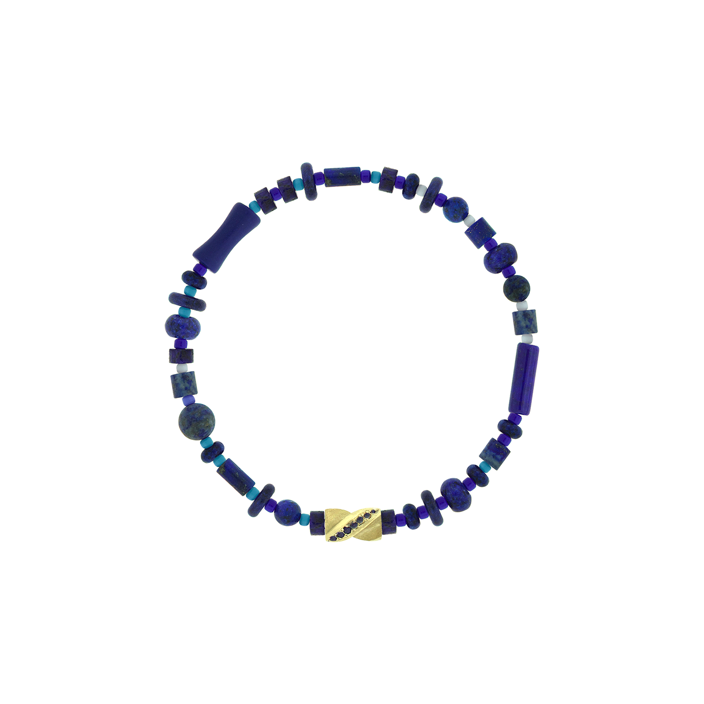 Luis Morais Short Drill Bit on Gemstone and Glass Beaded Bracelet