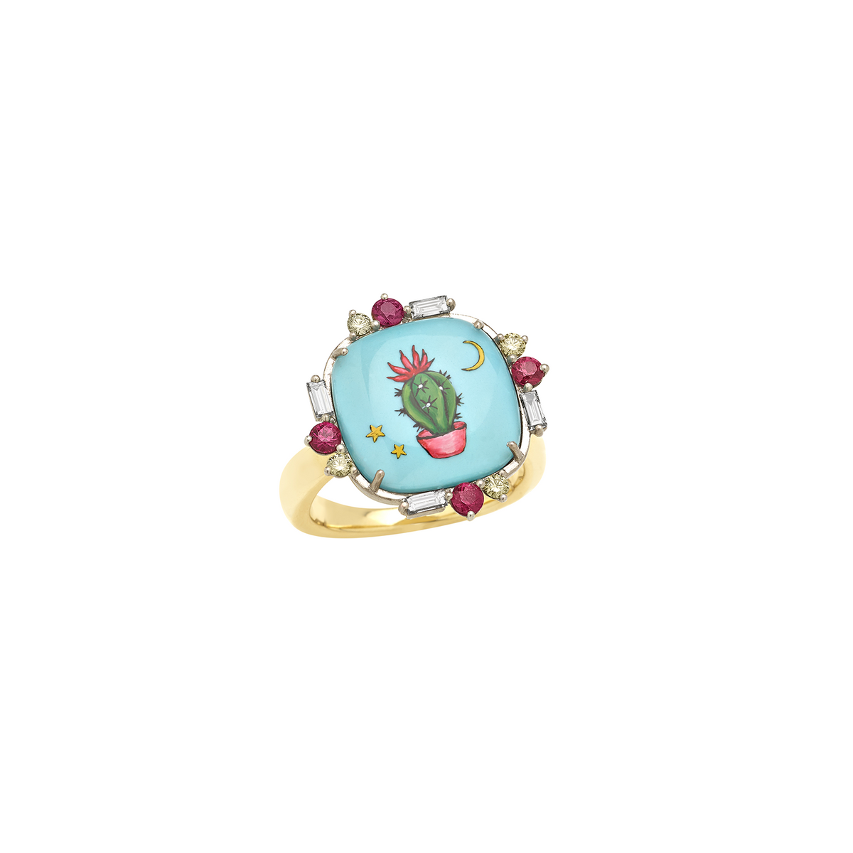 Francesca Villa 'Close Encounters' Painted Crystal Cactus Ring