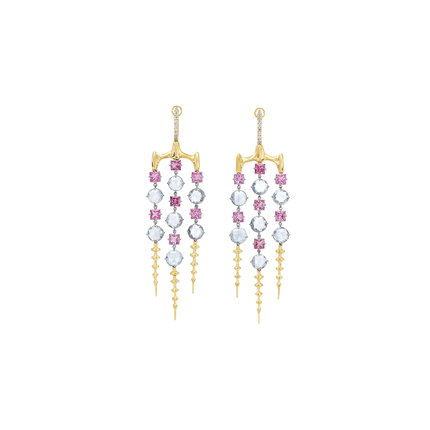 VRAM One-of-a-Kind Chrona Sapphire and Diamond Chandelier Earrings