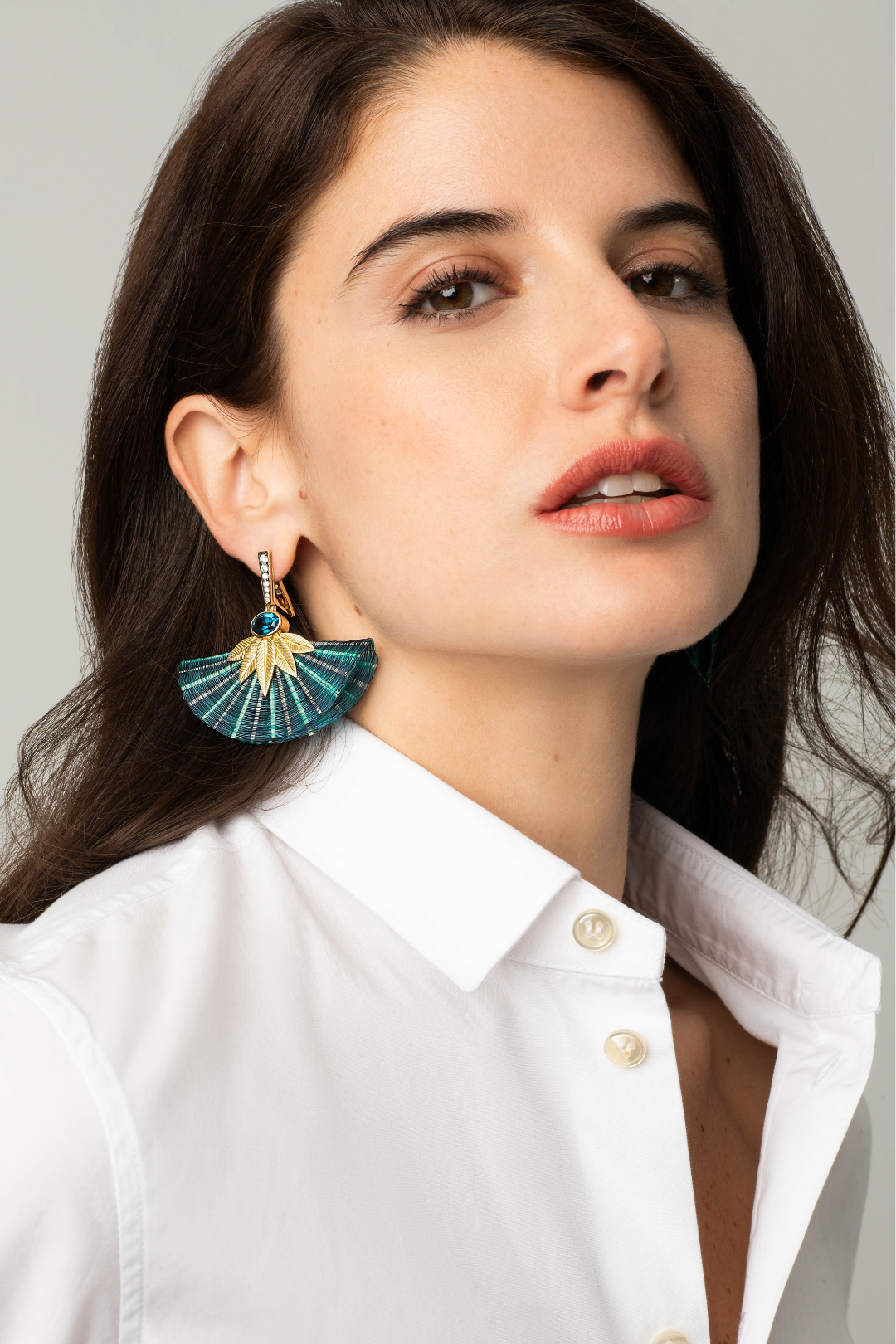 Silvia Furmanovich Half Moon Horse Mane Earrings with Diamond and London Topaz