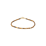 Luis Morais Four Sided Mini Tetras with Diamond on a Tiger's Eye Tube Beaded Bracelet
