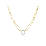 Harwell Godfrey Stirrup Cable Chain with Diamond Hexagon