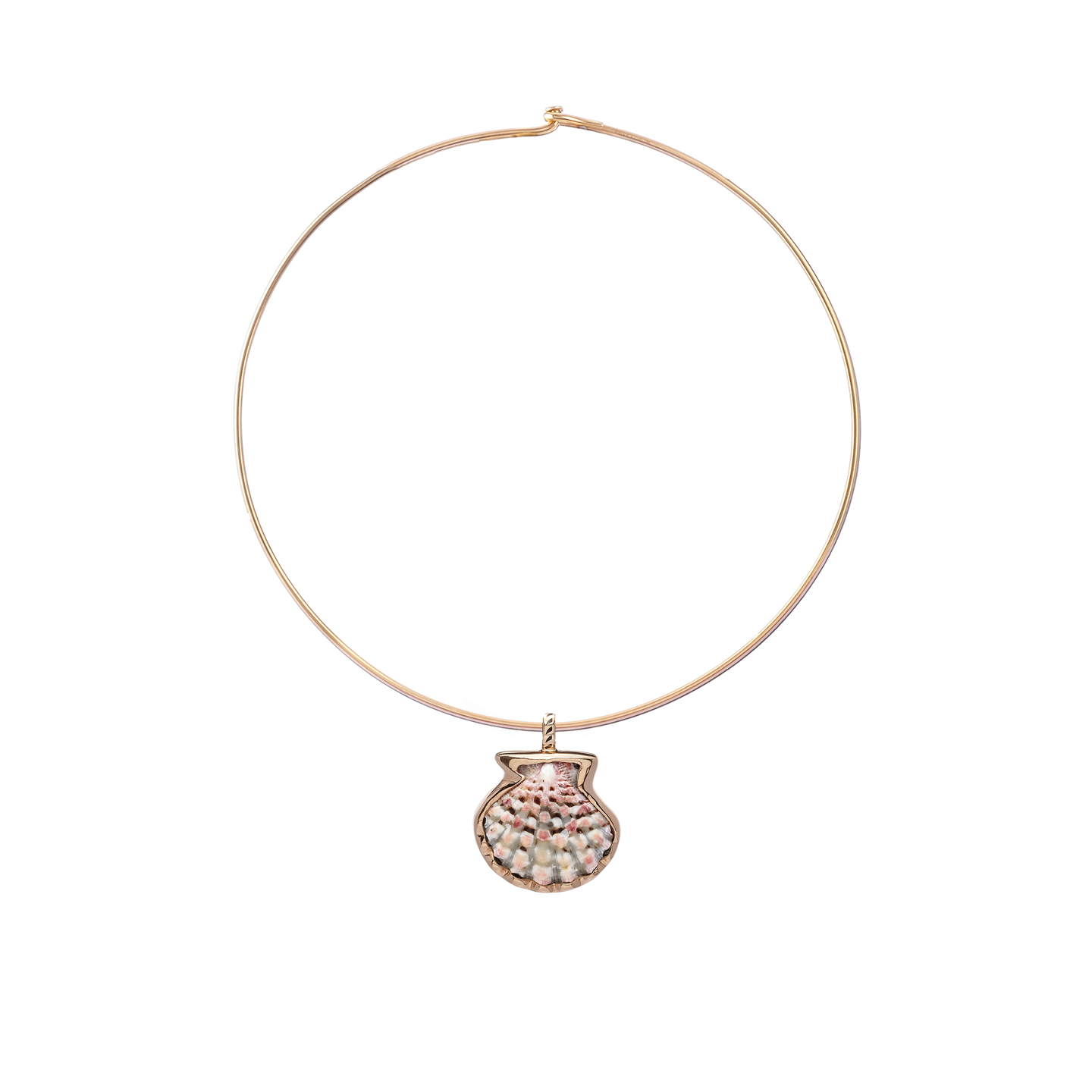 Dezso Natural Clam Shell Charm on Cord Necklace
