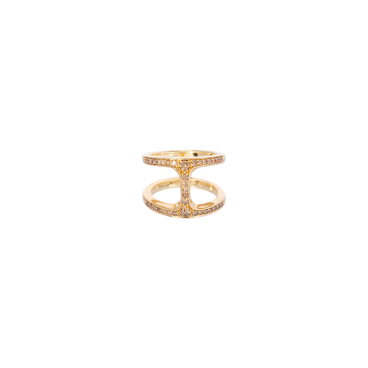 Hoorsenbuhs Yellow Gold Dame Phantom Ring with Cognac Diamonds
