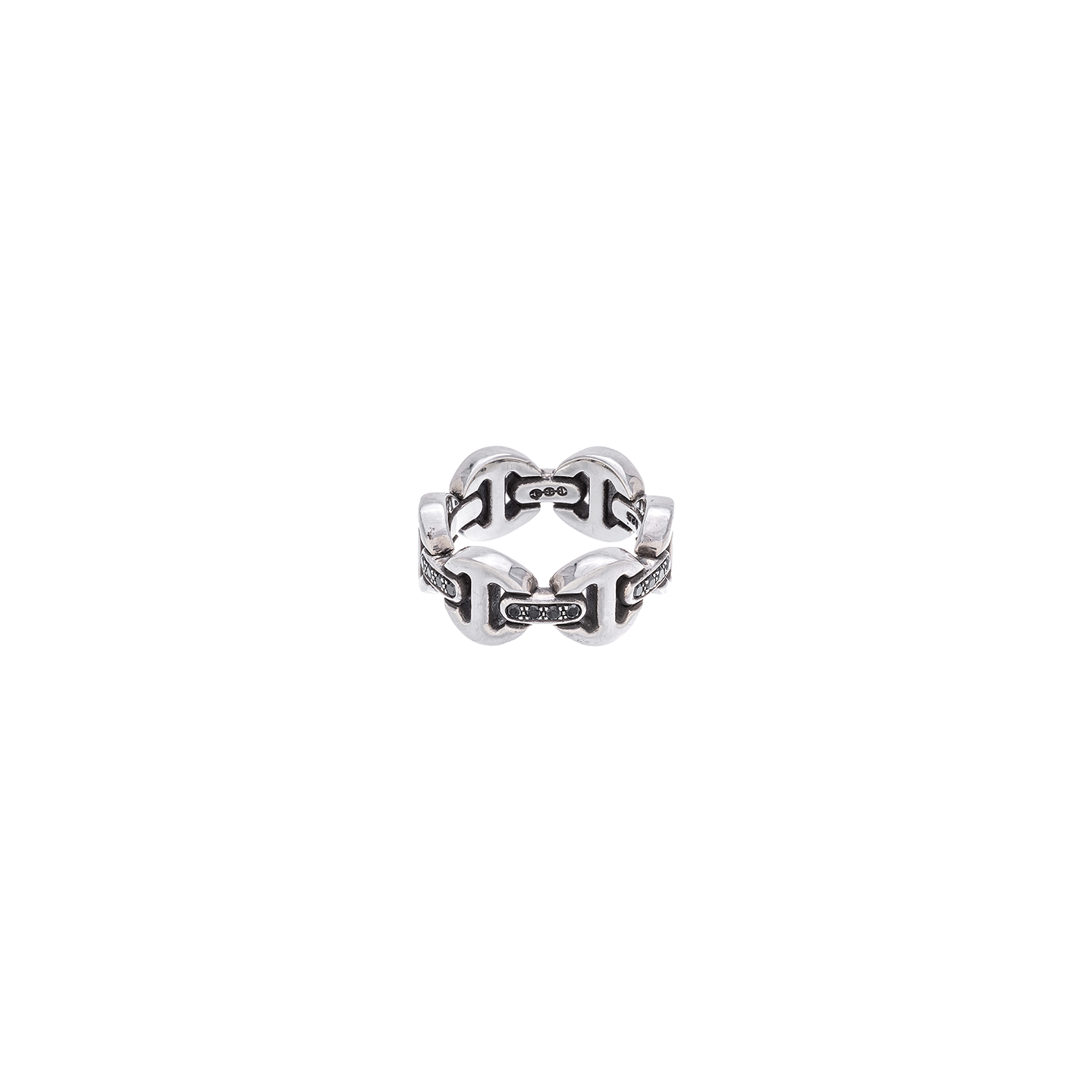 Hoorsenbuhs Classic Sterling Tri-Link Ring with Black Diamonds-Brute