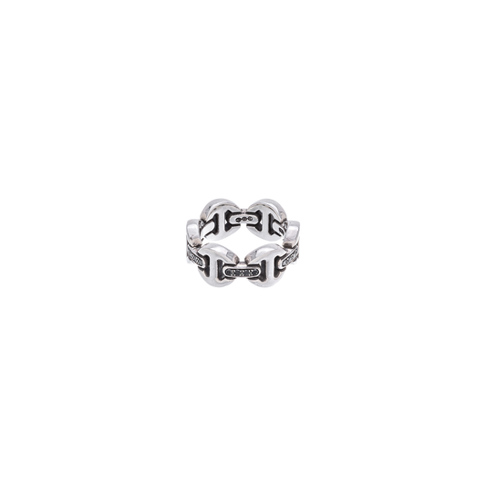 Hoorsenbuhs Classic Sterling Tri-Link Ring with Black Diamonds-Brute