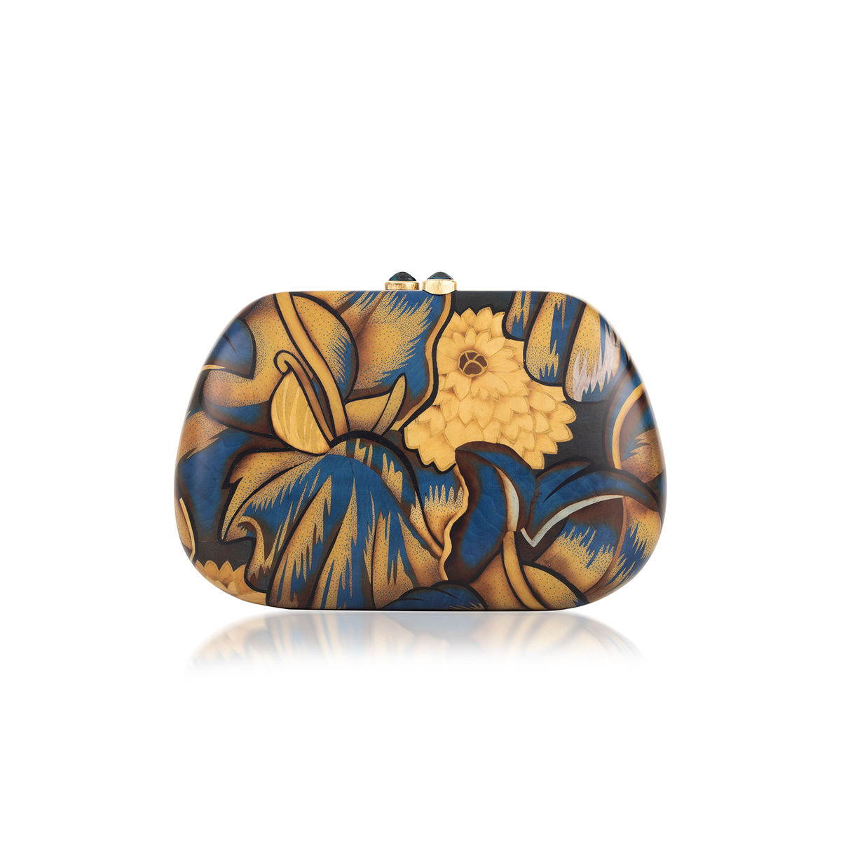 Silvia Furmanovich Marquetry Floral Baguette Clutch