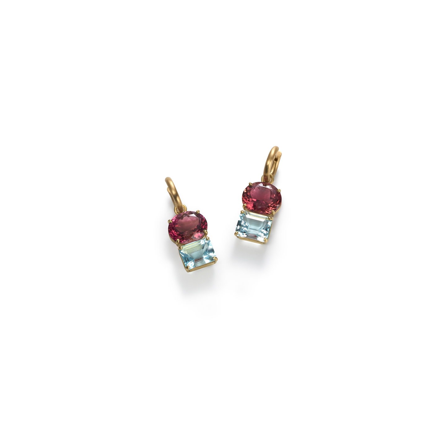 Irene Neuwirth One-of-a-Kind 'Gemmy Gem' Pink Tourmaline and Aquamarine Huggies