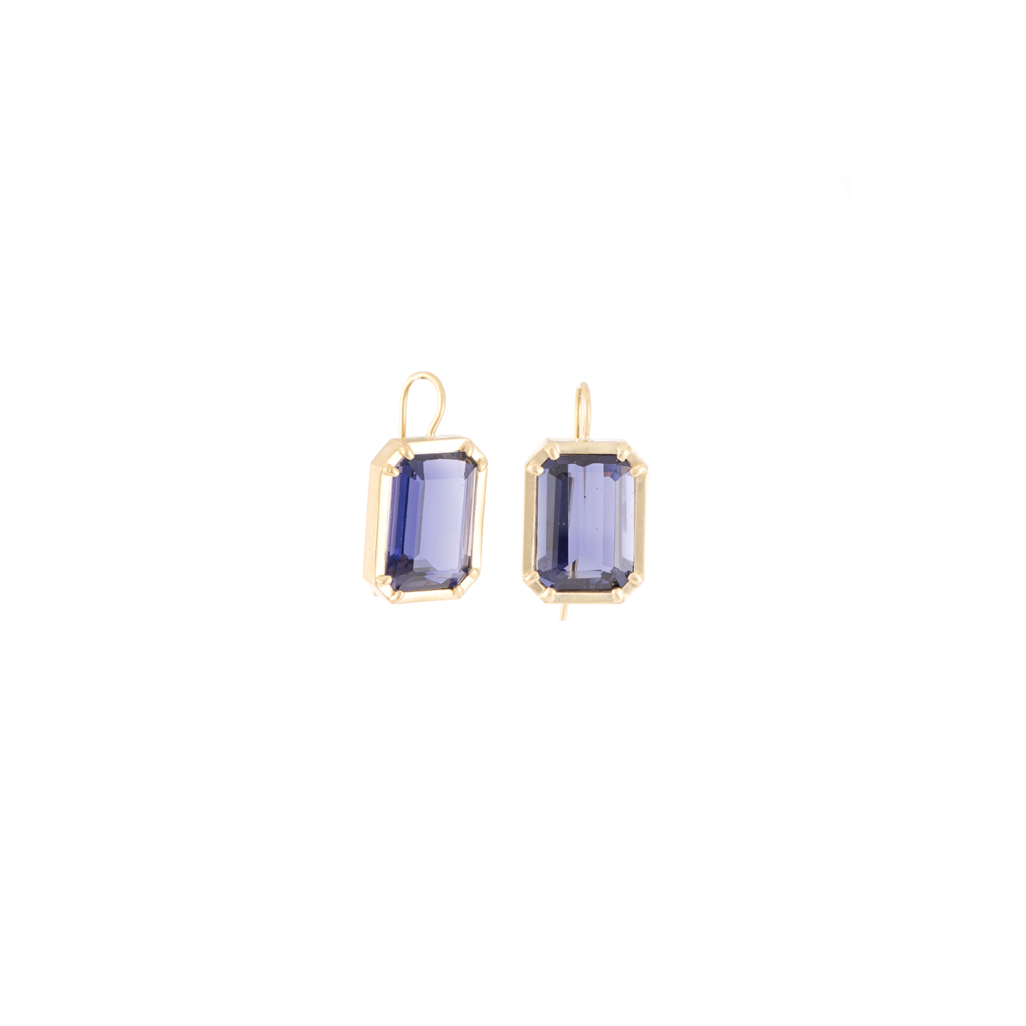 Sylva & Cie Emerald Cut Iolite Earrings