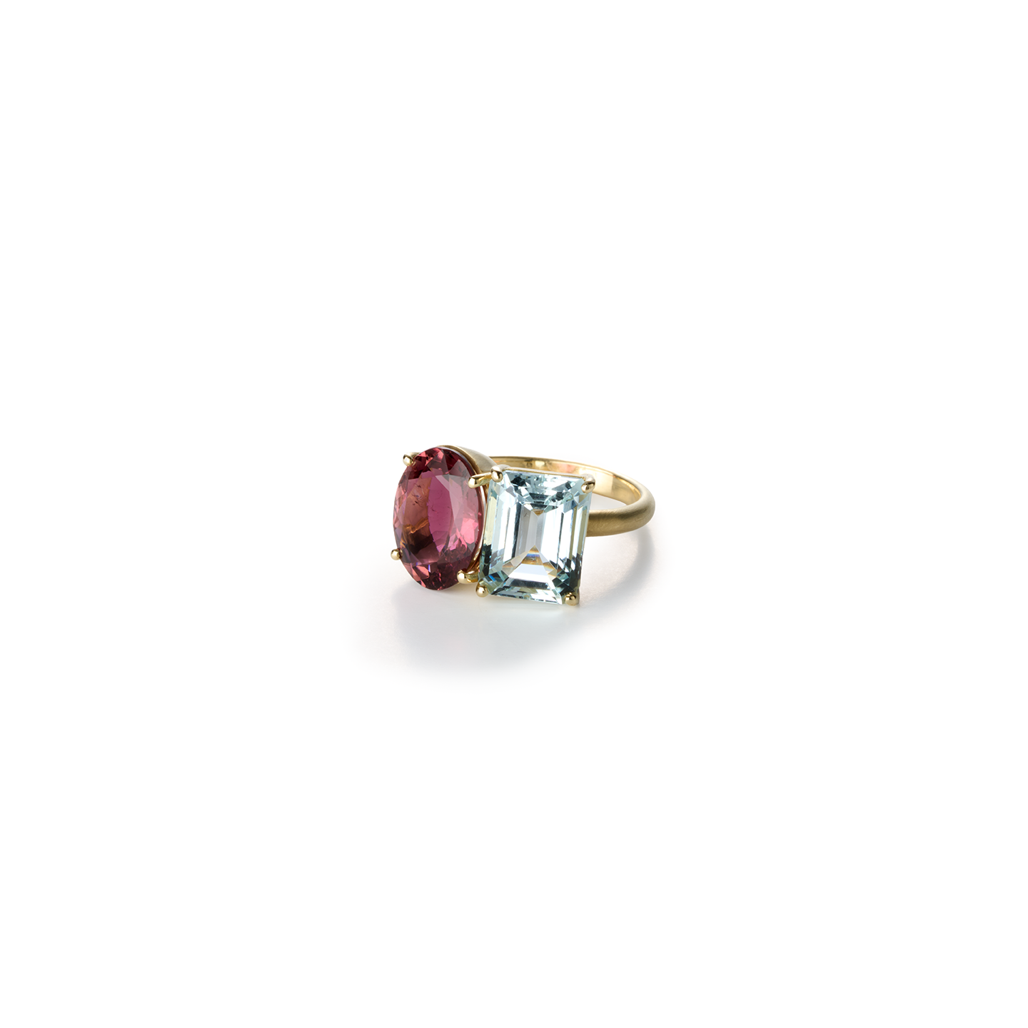 Irene Neuwirth One-of-a-Kind 'Gemmy Gem' Pink Tourmaline and Aquamarine Two Stone Ring