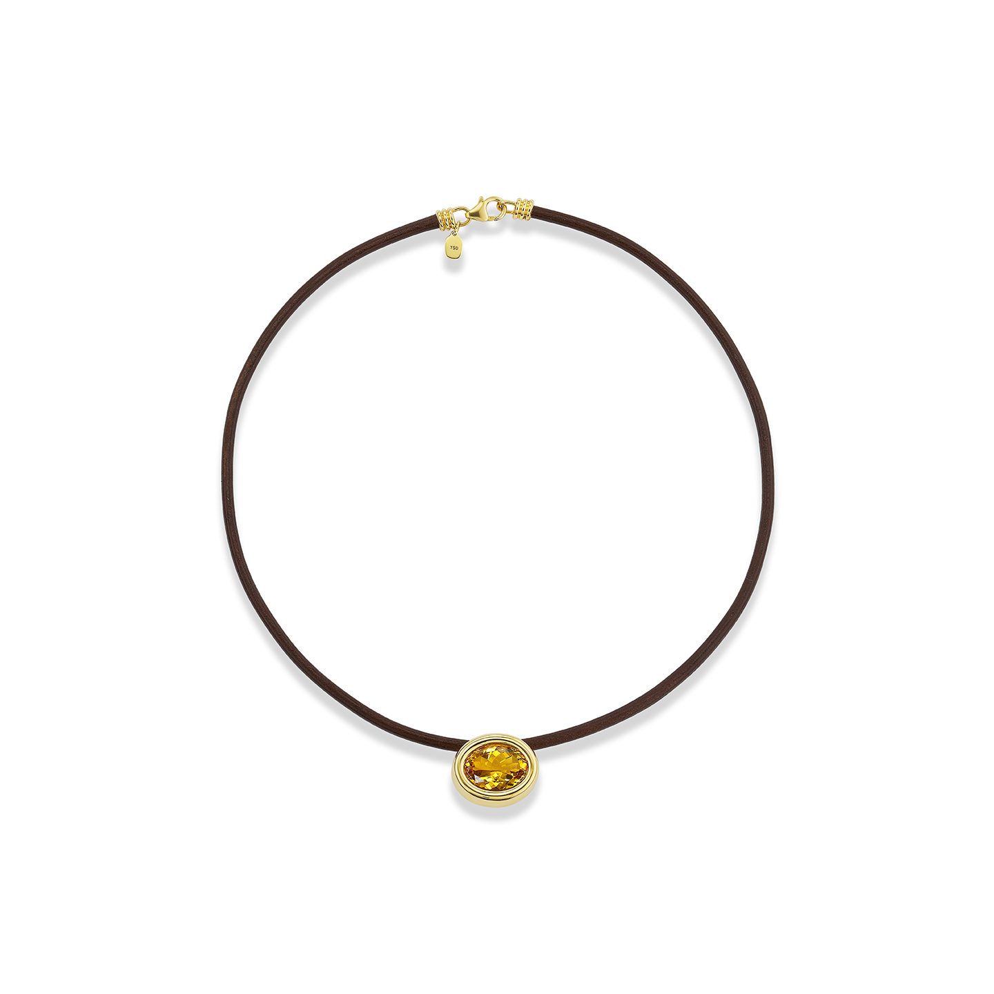 Beck Jewels Scuba Leather Choker with Faceted Citrine