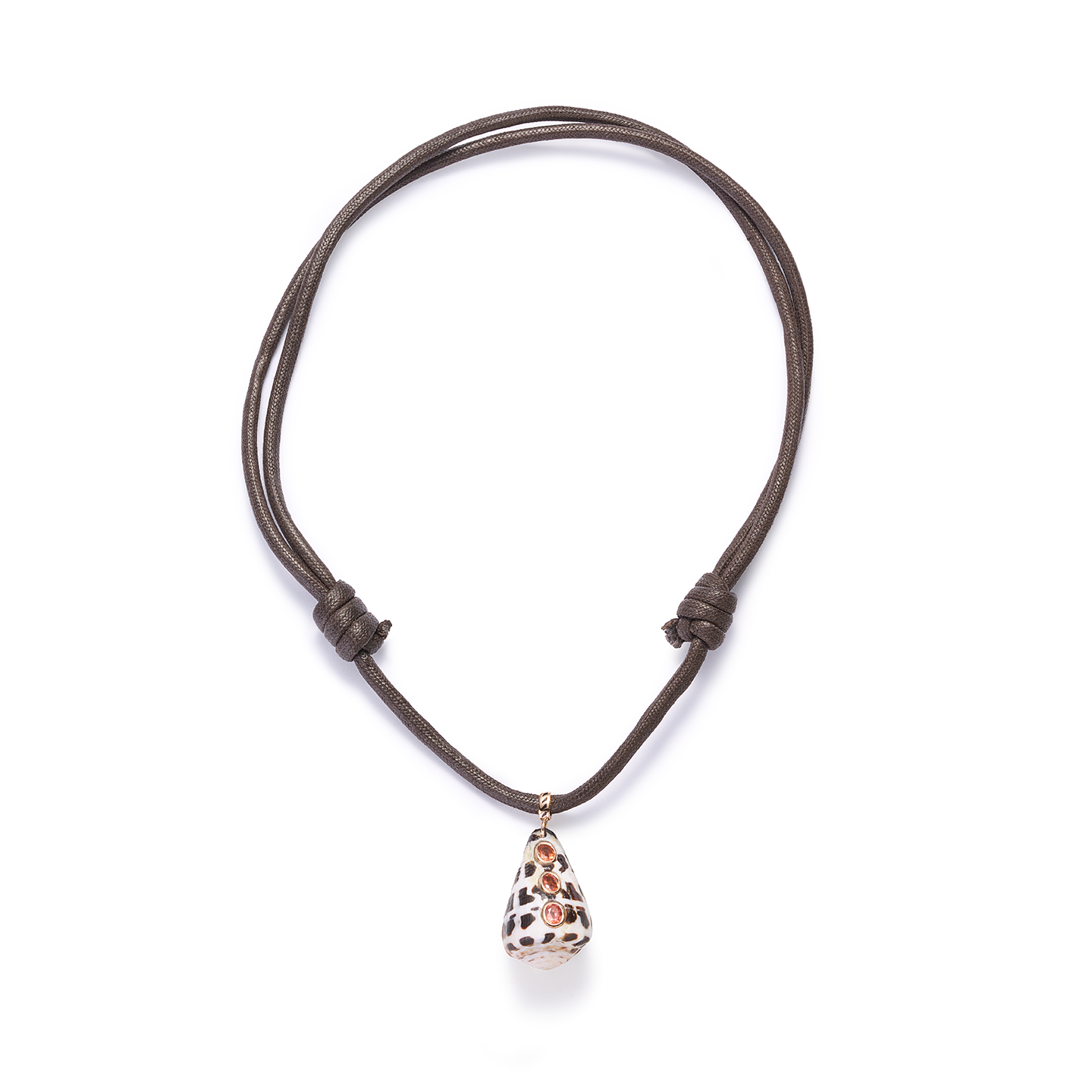 Dezso Cord Necklace with Conus Shell Charm with Sapphires