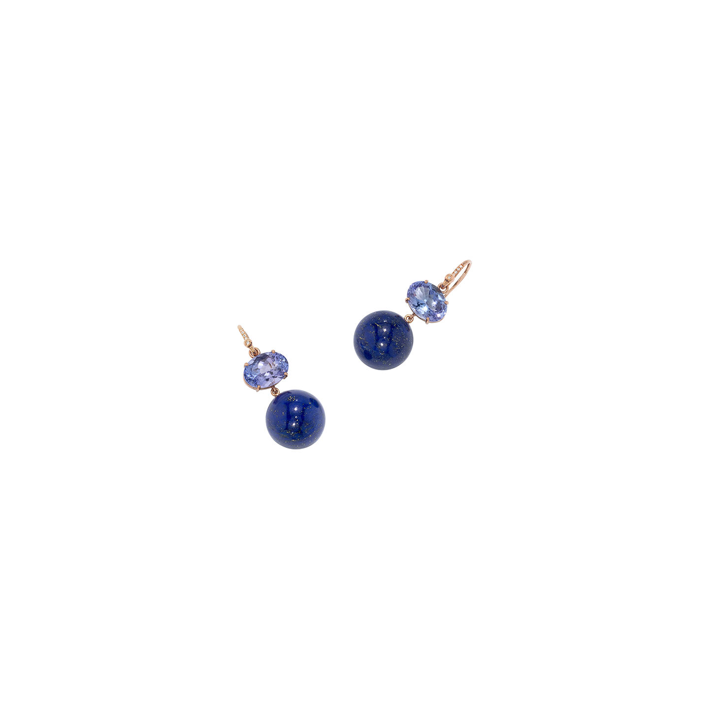 Irene Neuwirth 'Gumball' One-of-a-Kind Lapis Sphere and Tanzanite Earrings