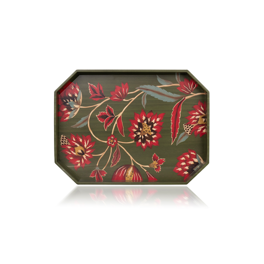 Silvia Furmanovich Marquetry Tray with Kashmir Floral Print