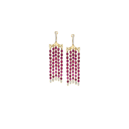 VRAM One-of-a-Kind Chrona Chandelier Ruby and Diamond Earrings